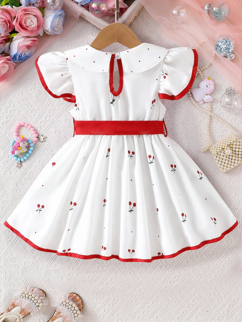 2026 Summer Infant Girl Floral Print Dress Breathable Baby Princess Dress 0-3 Years Cool Short Sleeve Outfit