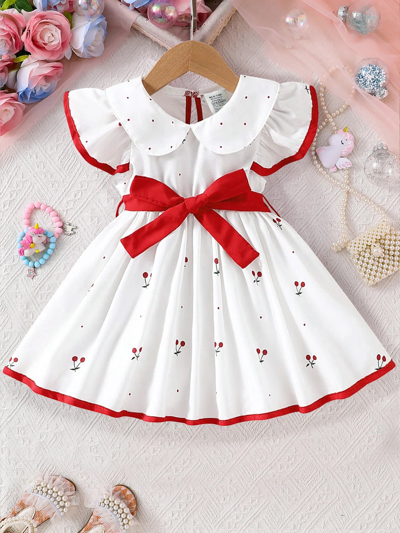 2026 Summer Infant Girl Floral Print Dress Breathable Baby Princess Dress 0-3 Years Cool Short Sleeve Outfit