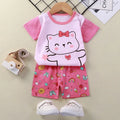 Baby Girl Summer Outfit Set Short Sleeve T-shirt And Shorts Children's Clothing Ages 0-4T