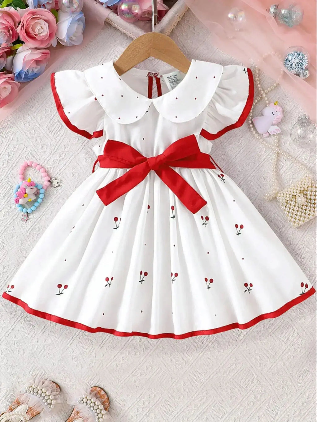 2026 Summer Infant Girl Floral Print Dress Breathable Baby Princess Dress 0-3 Years Cool Short Sleeve Outfit
