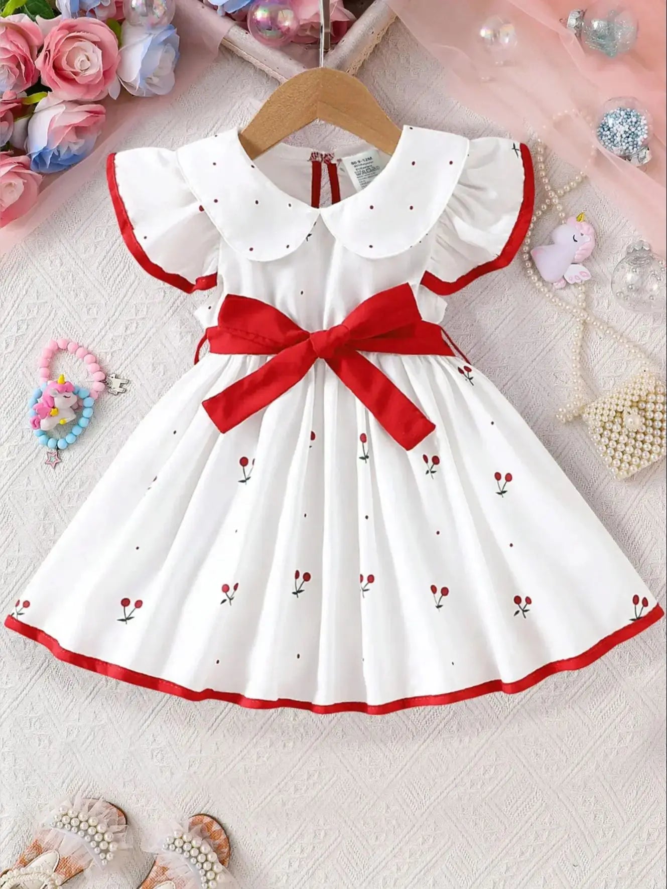2026 Summer Infant Girl Floral Print Dress Breathable Baby Princess Dress 0-3 Years Cool Short Sleeve Outfit